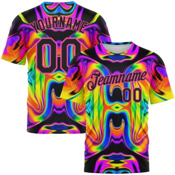 Custom 3d Pattern Design Abstract Iridescent Psychedelic Swirl Fluid Art Performance T Shirt