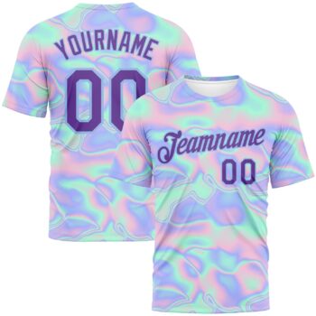Custom 3d Pattern Design Abstract Trendy Holographic Vaporwave Style Performance T Shirt