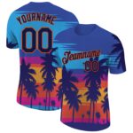 Custom 3d Pattern Design Hawaii Palm Trees Performance T Shirt