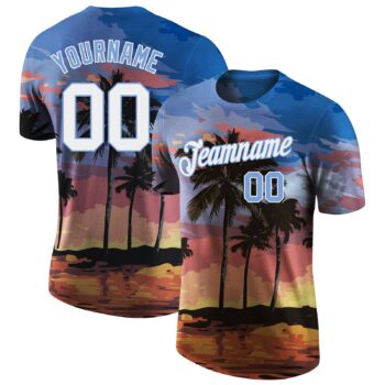 Custom 3d Pattern Design Hawaii Palm Trees Performance T Shirt