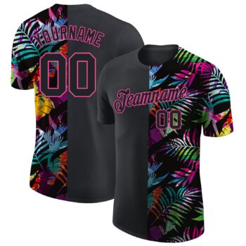 Custom 3d Pattern Design Tropical Hawaii Palm Leaves Performance T Shirt