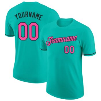 Custom Aqua Pink Black Performance T Shirt