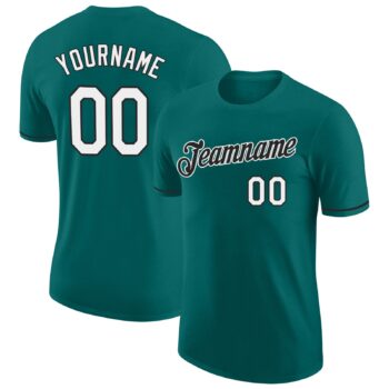 Custom Aqua White Black Performance T Shirt