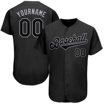 Custom Black Black Gray Authentic Baseball Jersey