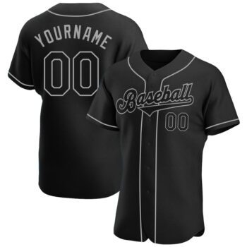 Custom Black Black Gray Authentic Baseball Jersey
