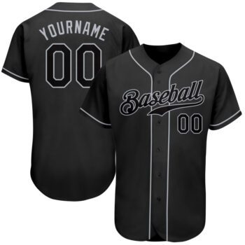 Custom Black Black Gray Authentic Baseball Jersey