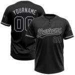 Custom Black Black Gray Two Button Unisex Softball Jersey