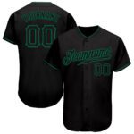 Custom Black Black Kelly Green Authentic Baseball Jersey