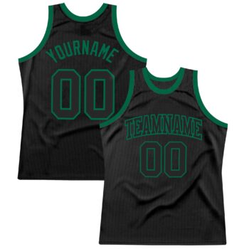 Custom Black Black Kelly Green Authentic Throwback Basketball Jersey