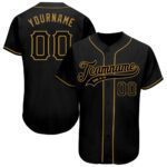Custom Black Black Old Gold Authentic Baseball Jersey