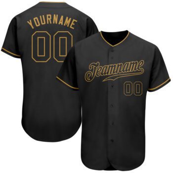 Custom Black Black Old Gold Authentic Baseball Jersey