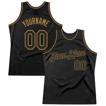 Custom Black Black Old Gold Authentic Throwback Basketball Jersey