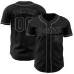Custom Black Black Steel Gray Authentic Baseball Jersey