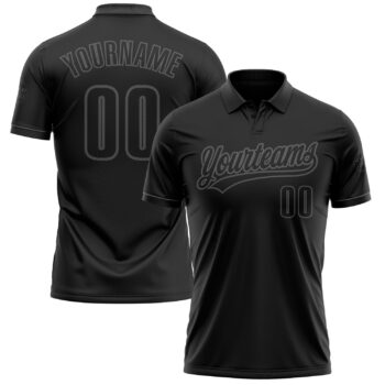 Custom Black Black Steel Gray Performance Vapor Golf Polo Shirt