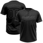 Custom Black Black Steel Gray Two Button Unisex Softball Jersey