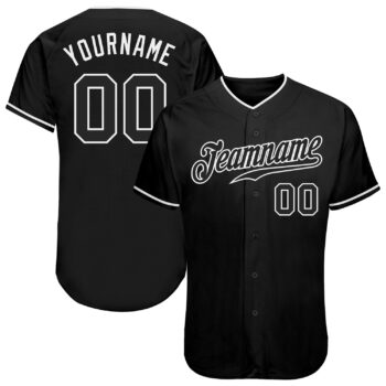Custom Black Black White Authentic Baseball Jersey