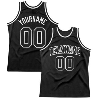 Custom Black Black White Authentic Throwback Basketball Jersey