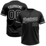 Custom Black Black White Two Button Unisex Softball Jersey