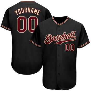 Custom Black Crimson City Cream Authentic Baseball Jersey