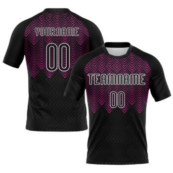 Custom Black Deep Pink White Geometric Shape Sublimation Volleyball Uniform Jersey