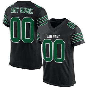 Custom Black Gotham Green White Mesh Authentic Football Jersey