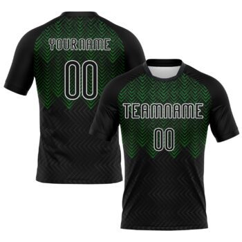 Custom Black Grass Green White Geometric Shape Sublimation Volleyball Uniform Jersey
