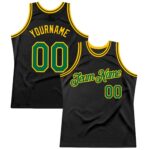 Custom Black Kelly Green Gold Authentic Throwback Basketball Jersey