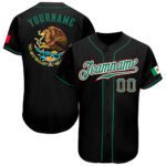 Custom Black Kelly Green Red Authentic Mexican Flag Fashion Baseball Jersey