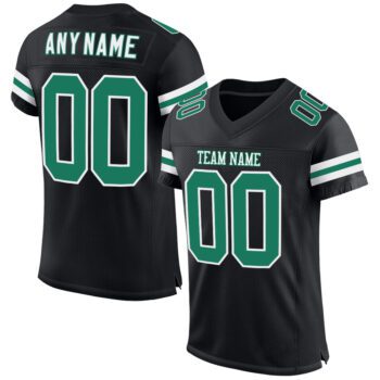 Custom Black Kelly Green White Mesh Authentic Football Jersey