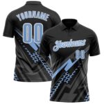 Custom Black Light Blue White 3d Bowling Geometric Shape Performance Polo Shirt