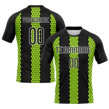 Custom Black Neon Green White Geometric Shape Sublimation Volleyball Uniform Jersey