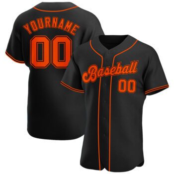 Custom Black Orange Black Authentic Baseball Jersey