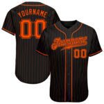 Custom Black Orange Pinstripe Orange Black Authentic Baseball Jersey