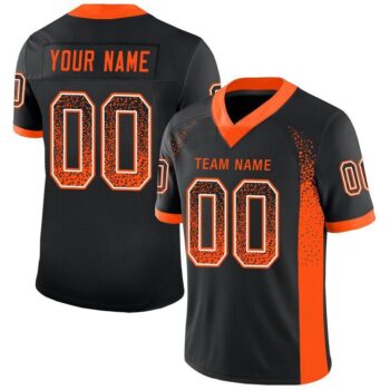 Custom Black Orange White Mesh Drift Fashion Football Jersey