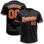 Custom Black Orange White Two Button Unisex Softball Jersey