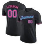 Custom Black Pink Sky Blue Performance T Shirt