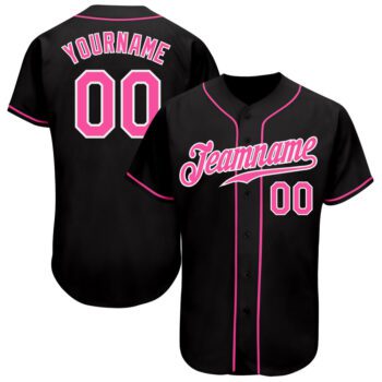 Custom Black Pink White Authentic Baseball Jersey