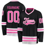 Custom Black Pink White Hockey Jersey