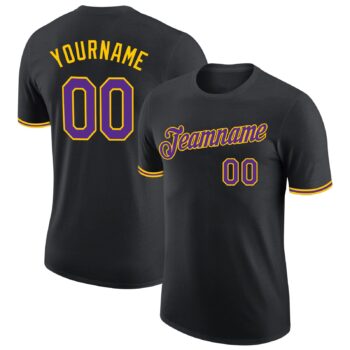 Custom Black Purple Gold Performance T Shirt