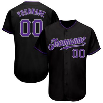 Custom Black Purple Gray Authentic Baseball Jersey