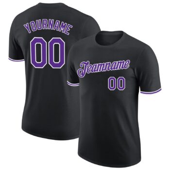 Custom Black Purple White Performance T Shirt