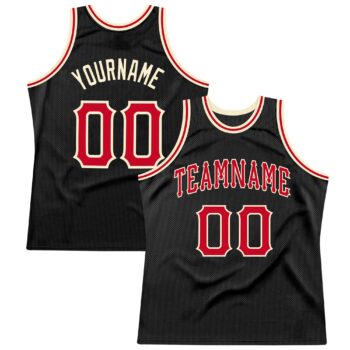 Custom Black Red Cream Authentic Throwback Basketball Jersey