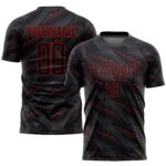 Custom Black Red Sublimation Soccer Uniform Jersey