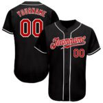 Custom Black Red White Authentic Baseball Jersey