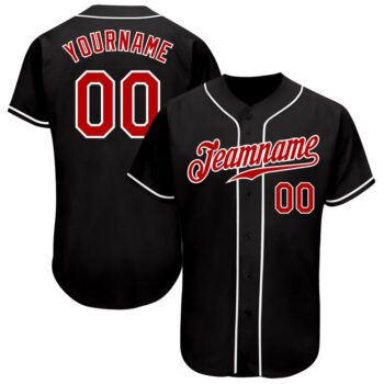 Custom Black Red White Authentic Baseball Jersey