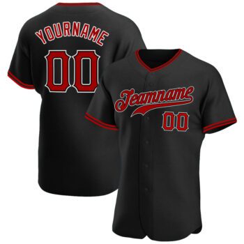 Custom Black Red White Authentic Baseball Jersey