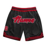 Custom Black Red White Authentic Throwback Basketball Shorts