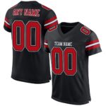 Custom Black Red White Mesh Authentic Football Jersey