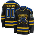 Custom Black Royal Gold Hockey Jersey