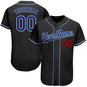 Custom Black Royal Red Authentic Baseball Jersey